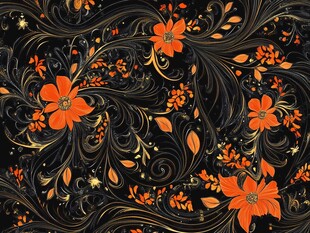 深蓝色浪漫深邃花纹