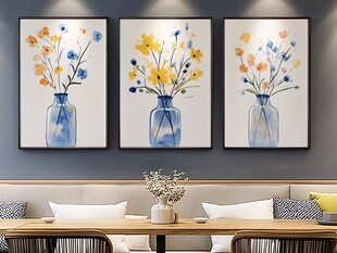 小黄花客厅装饰画