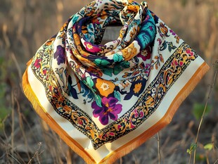 方巾类复古大凤尾花