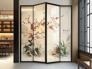 夹玻璃画隔扇