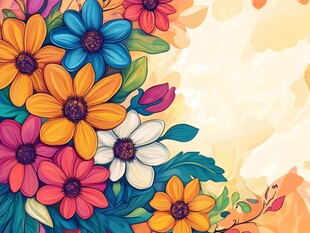 手绘彩色花背景海报