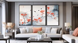 新中式红叶花鸟画