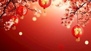 灯笼梅花背景图