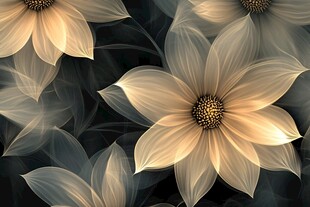 高精手绘黄金拉丝花卉