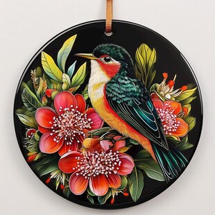 圆形花鸟装饰画花鸟