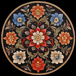 刺绣朵花圆形饰件