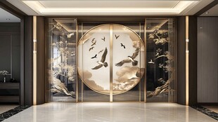 轻奢金线花鸟图