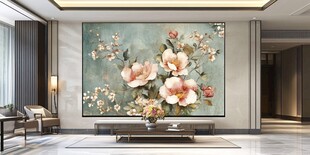 牡丹花客厅壁画