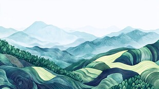 茶山插画