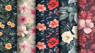 热带花枝四方连续图