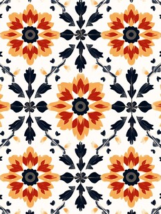 色块花古典图案组合