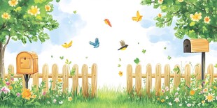 春天手绘风景插画