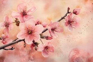 手绘桃花装饰画