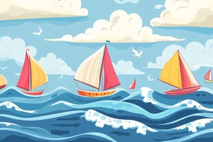 乘风破浪包装插画