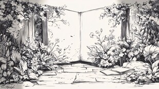 庭院手绘插画