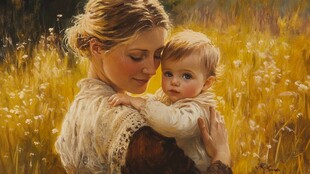 母亲节油画母亲节手绘