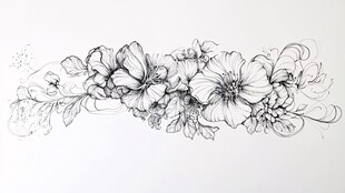 黑白手绘花