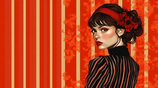 复古风美女插画