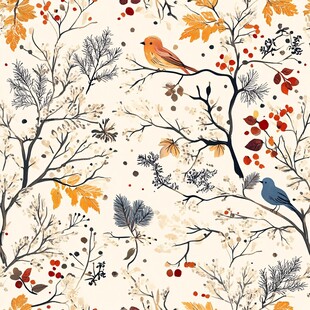 秋冬印花图案