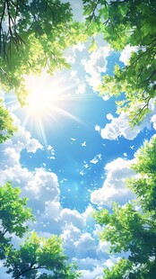 阳光晴朗风景插画
