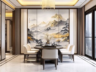 餐厅壁画新中式装饰墙