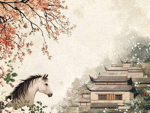 一马当先马年背景