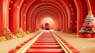 动车回家过年红色