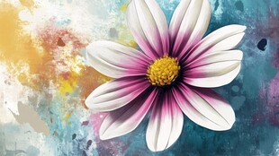 水彩格桑花装饰画