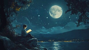 月光插画月光下