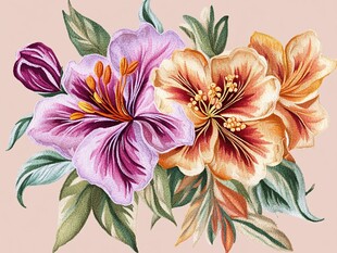 手绘百合花花卉