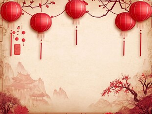 红色边框灯笼背景