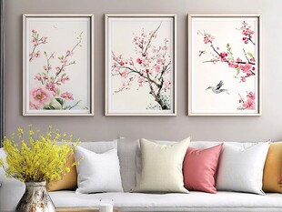 客厅装饰画梅花工笔画