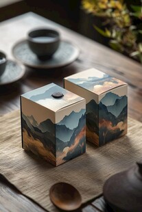 礼盒插画仙山仙境