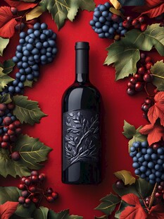 红酒包装插画
