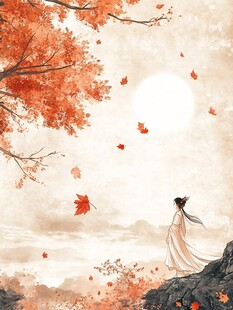 红叶古风插画