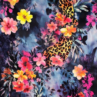 豹纹布匹花卉