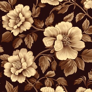 土黄色牡丹花纹