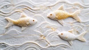 3d浮雕金鱼鲤鱼
