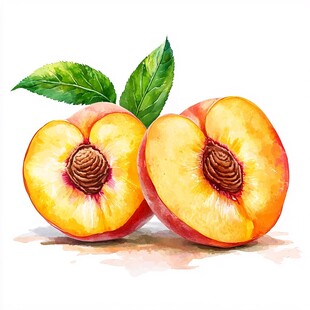 油桃插画手绘油桃