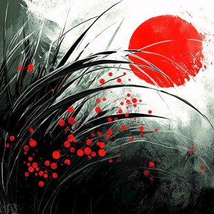 红色水墨装饰画