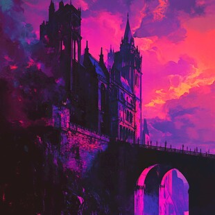 粉红宫殿插画城堡幻想