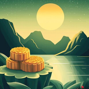 月饼包装中秋插画