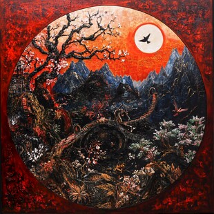 松针松鹤延年红金