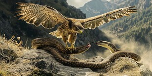 小蛇雕展翅飞翔