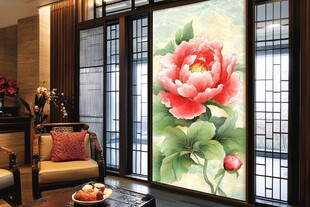 牡丹花客厅壁画
