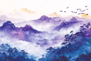 唯美意境彩墨山水