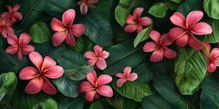 田园风热带树叶花朵