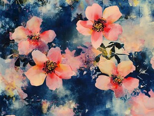 水彩木棉花插画背景墙