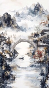 小桥流水意境装饰画