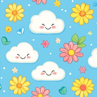 儿童卡通云朵印花图案